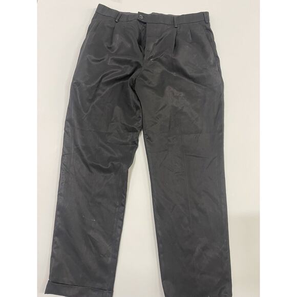 Dockers Premium Mens Pants Pleated 36x32 Black Relaxed Fit - Picture 1 of 4